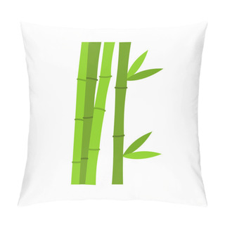 Personality  Green Bamboo Stems Icon, Flat Style Pillow Covers