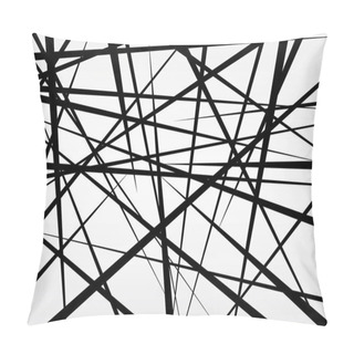 Personality  Random Chaotic Lines Abstract Geometric Pattern, Texture. Contemporary Art-like Illustration. Horizontal Poster. Vector Illustration. Isolated On White Background Pillow Covers