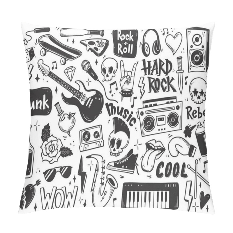Personality  Rock N Roll, Punk Music Doodle Set. Pillow Covers