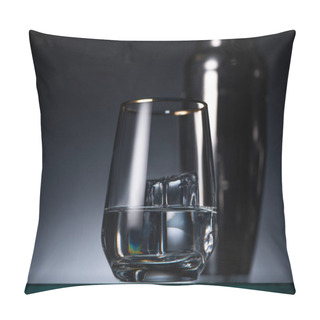 Personality  Selective Focus Of Transparent Glass With Ice Cube And Vodka In Dark With Back Light And Shaker Pillow Covers