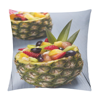 Personality  Fresh Fruit Salad Served In Bowls With Fresh Pineapple Pillow Covers