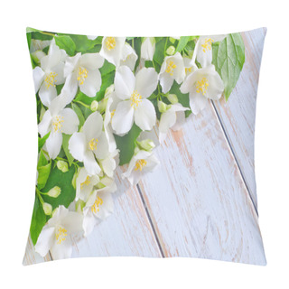 Personality  Jasmine Spring Flowers Frame On White Background Pillow Covers