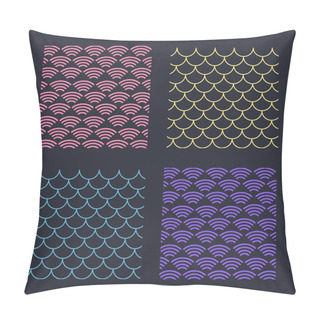 Personality  Japanese Vector Patterns Set. Wave Pattern. Sea Japan Pattern Vector Pillow Covers