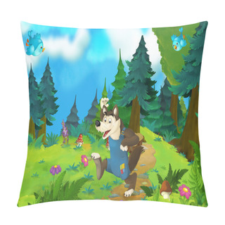 Personality  Cartoon Fairy Tale Scene With Wolf Pillow Covers