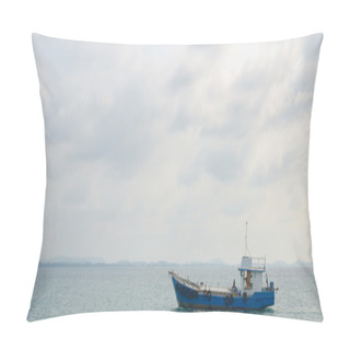 Personality  Boat Heading Out To The Ocean In The Early Morning Pillow Covers
