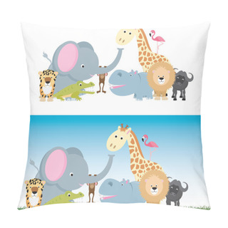 Personality  Cute Cartoon Jungle Safari Animal Set Pillow Covers