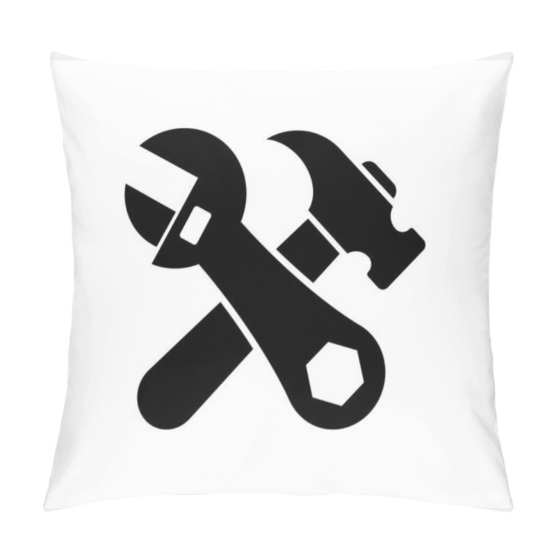 Personality  Stencil adjustable wrench hammer icon isolated Vector stock illustration EPS 10 pillow covers