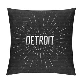 Personality  Abstract Creative Concept Vector Design Layout With Text - Detroit. For Web And Mobile Icon Isolated On Background, Art Template, Retro Elements, Logos, Identity, Labels, Badge, Ink, Tag, Old Card. Pillow Covers