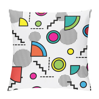 Personality  Seamless Memphis Style Pattern With Colorful Geometrical Shapes Pillow Covers