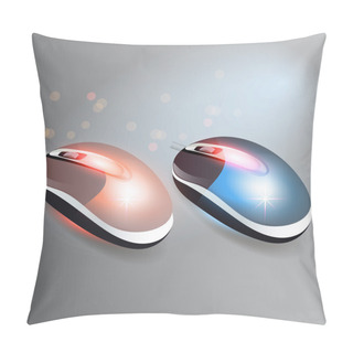 Personality  Red And Blue Wireless Computer Mouses Pillow Covers