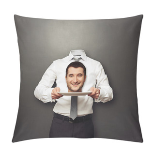 Personality  Headless Man Holding Smiley Head Pillow Covers