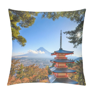 Personality  Mt. Fuji With Chureito Pagoda, Fujiyoshida, Japan  Pillow Covers