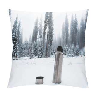 Personality  Vacuum Flask On Snow In Mountains With Pine Trees Pillow Covers