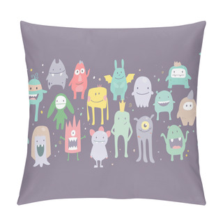 Personality  Cute Monsters Seamless Pattern Pillow Covers