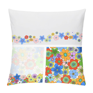 Personality  Flowers Texture Borders Seamless Pattern Set Pillow Covers