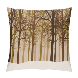 Personality  Vector Illustration Of A Winter Forest Without Leaves With Snow And Hazy Backgrounds Pillow Covers