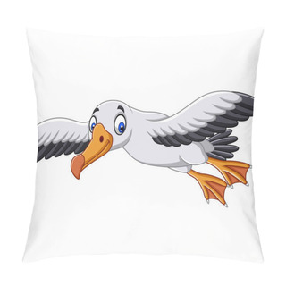 Personality  Vector Illustration Of Cartoon Albatross Flying Pillow Covers