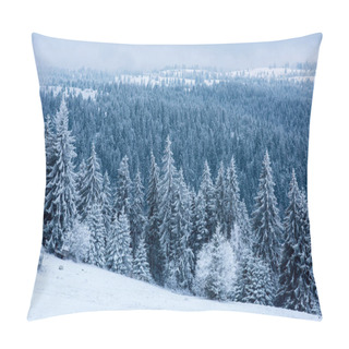 Personality  Christmas Background, Scenic Snow Covered Forest In Winter  Pillow Covers