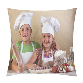 Personality  Happy Kids Making Pizza Togheter Pillow Covers