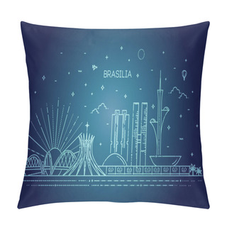 Personality  Brasilia Architecture Vector Line Skyline Pillow Covers