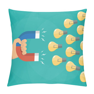 Personality  Hand With Magnet Attracting Light Bulbs Idea Pillow Covers