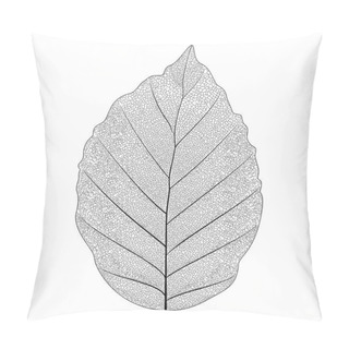 Personality  Botanical Series Elegant Single Exotic Leaf In Sketch Style In Black And White On White Background  Pillow Covers