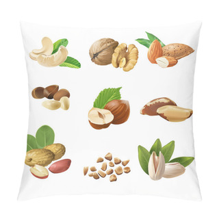 Personality  Set Vector Icons Of Nuts Pillow Covers