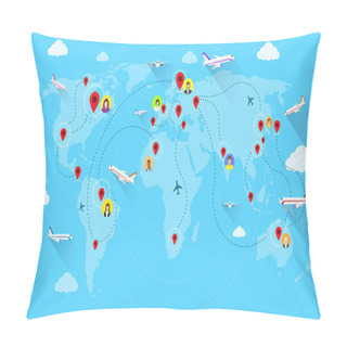 Personality  Flight And  World Map Pillow Covers