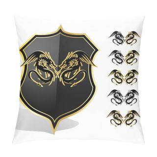 Personality  Heraldic Dragon Shield. Vector Illustration Pillow Covers