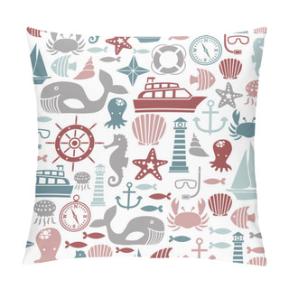 Personality  Seamless Pattern With Sea Icons Pillow Covers
