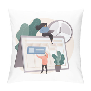 Personality  Set Up Daily Schedule Abstract Concept Vector Illustration. Quarantine Daily Routine, Schedule Your Day Staying Home, Self-organization During Pandemic, Set Up Study Calendar Abstract Metaphor. Pillow Covers