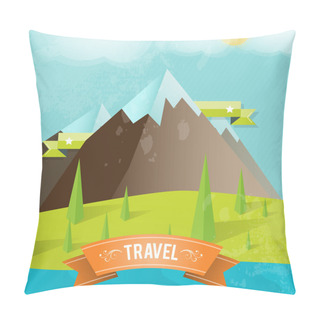 Personality  Travel Card With Mountains Pillow Covers