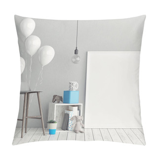 Personality  Corner Of Children Room, Empty Poster, 3d Illustration Pillow Covers
