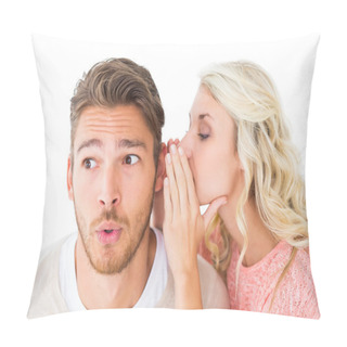Personality  Attractive Blonde Whispering Secret To Boyfriend Pillow Covers