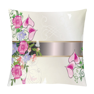Personality  Pink Hearts And Flowers On Grey Pillow Covers