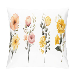 Personality  Set Of Floral Flower Bouquet Watercolor Pillow Covers