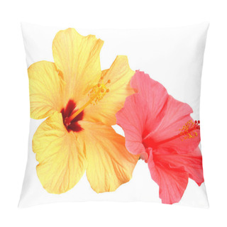 Personality  Yellow And Pink Hibiscus Pillow Covers