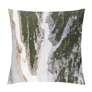 Personality  Aerial View Of The Mudflow With Snow High In The Alpine Mountains. Pillow Covers