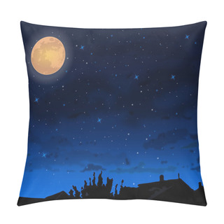Personality  Full Moon Night Skt Background Vector. Halloween Concepts Pillow Covers