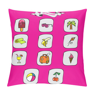 Personality  Travel Icons Set Vector Illustration   Pillow Covers