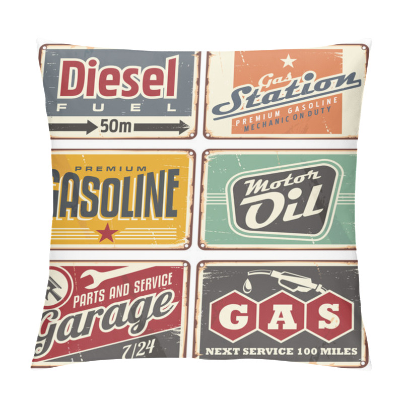 Personality  Gas Stations And Car Service Vintage Tin Signs Pillow Covers
