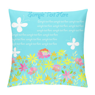 Personality  Card Decorated With Summer Flowers And Butterflies Pillow Covers