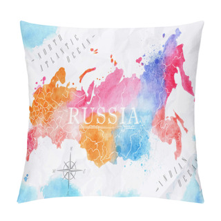 Personality  Watercolor Map Russia Pink Blue Pillow Covers