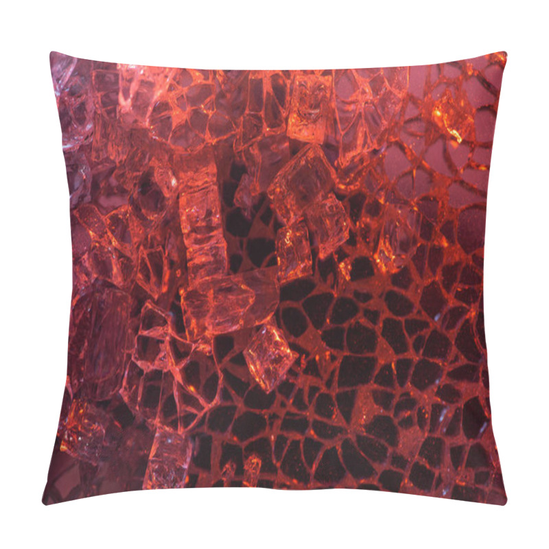 Personality  top view of abstract red and black ice textured background pillow covers