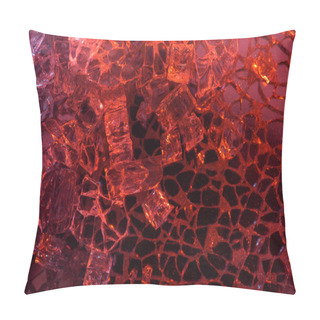 Personality  Top View Of Abstract Red And Black Ice Textured Background Pillow Covers