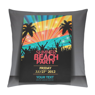 Personality  Retro Summer Beach Party Flyer - Vector Design Pillow Covers