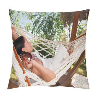Personality Young Woman In Hammock Pillow Covers