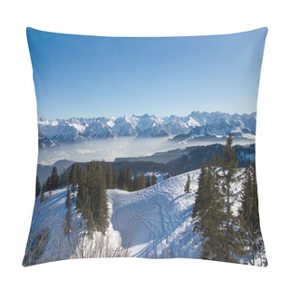 Personality  Panoramic View Of Snowy Mountains With Trees In Winter, Alps, Germany Pillow Covers