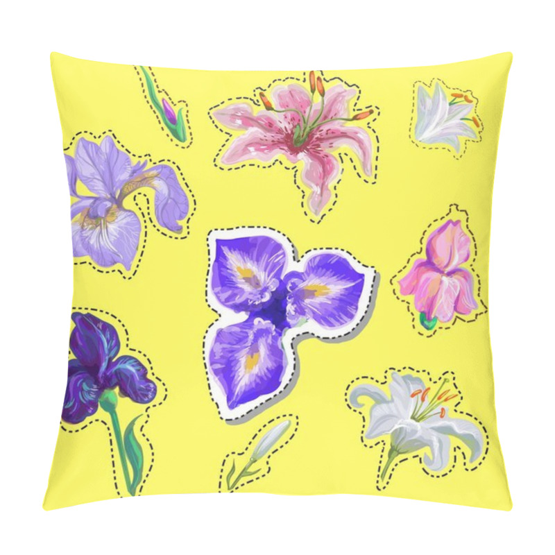 Personality  Embroidery floral patches with simplified roses and bee. Vector embroidered flowers elements for fashion design. pillow covers