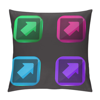 Personality  Arrow Pointing Upper Right In A Square Four Color Glass Button Icon Pillow Covers